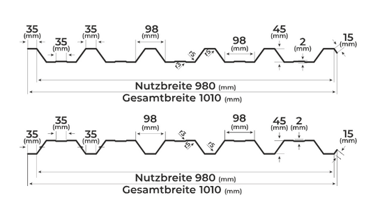 Trapezblech T45 0,6 mm - Dach/Wand